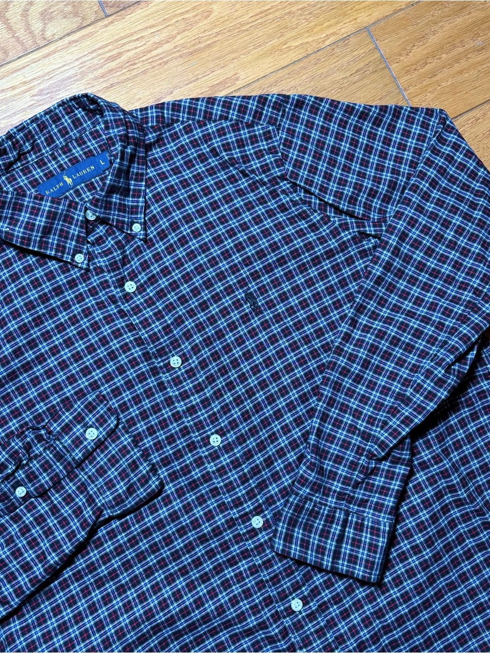 Ralph Lauren Men’s Navy & Red Plaid Button-Down Shirt